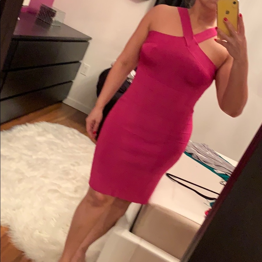 Hot pink lurex dress